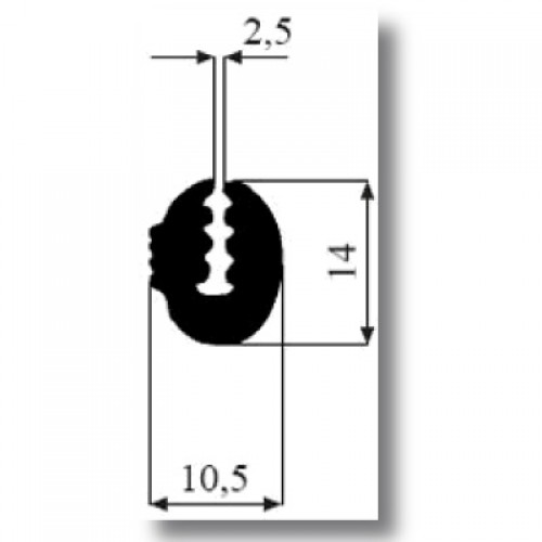 PROFILO A GOCCIA EPDM 10,5X14X2,5 - 500150   
