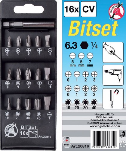 SERIE INSERTI AVVIT. 16 PZ. ART.BGS20816   